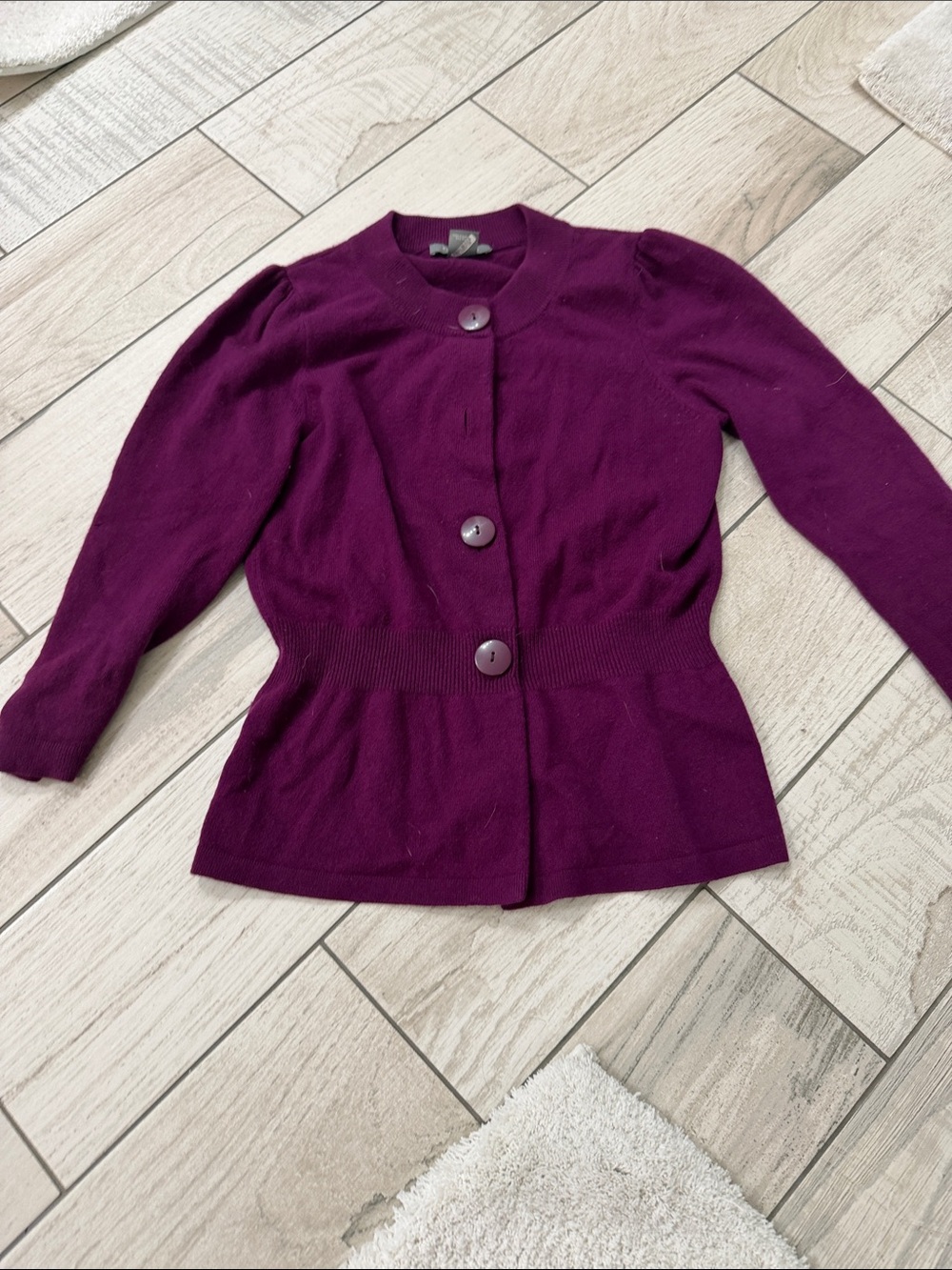 Ann Taylor Plum Button-Front Knit Jacket
